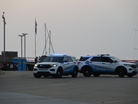 Chicago police are investigating the crime scene, which is leaving two people dead at 31st Street Harbor in Chicago, Illinois, on June 21, 2...