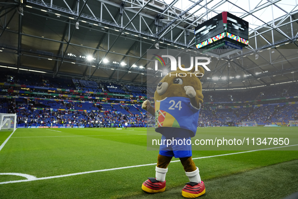 The official mascot for UEFA EURO 2024 Albart during the UEFA EURO 2024 group stage match between Spain and Italy at Arena AufSchalke on Jun...