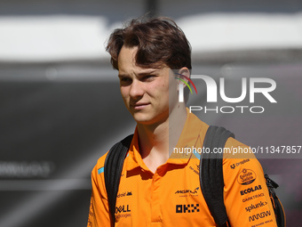 Oscar Piastri, from McLaren Formula 1 Team, is arriving at the Barcelona Catalunya circuit, in Barcelona, Spain, on June 21, 2024. (