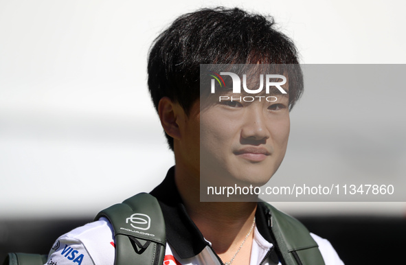 Yuki Tsunoda, from Visa Cash App RB Formula One Team, is arriving at the Barcelona Catalunya circuit, in Barcelona, Spain, on June 21, 2024....