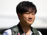 Yuki Tsunoda, from Visa Cash App RB Formula One Team, is arriving at the Barcelona Catalunya circuit, in Barcelona, Spain, on June 21, 2024....