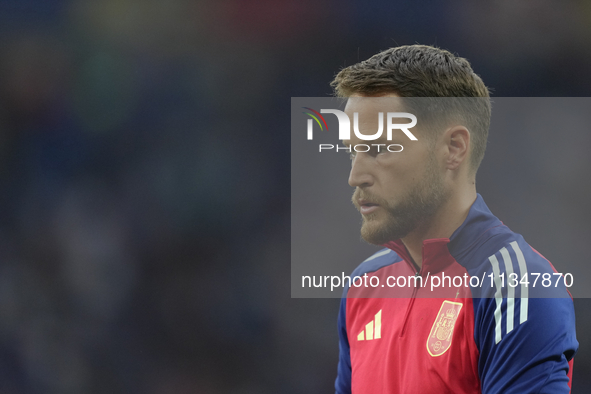 Alex Remiro goalkeeper of Spain and Real Sociedad during the warm-up before the UEFA EURO 2024 group stage match between Spain and Italy at...