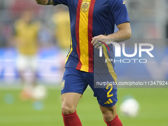 Daniel Carvajal right-back of Spain and Real Madrid during the warm-up before the UEFA EURO 2024 group stage match between Spain and Italy a...