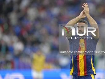 Daniel Carvajal right-back of Spain and Real Madrid during the warm-up before the UEFA EURO 2024 group stage match between Spain and Italy a...