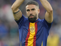 Daniel Carvajal right-back of Spain and Real Madrid during the warm-up before the UEFA EURO 2024 group stage match between Spain and Italy a...