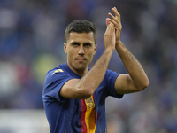 Rodrigo Hernandez defensive midfield of Spain and Manchester City during the warm-up before the UEFA EURO 2024 group stage match between Spa...