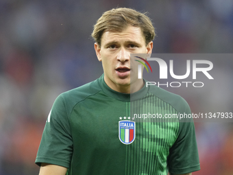 Nicolo Barella central midfield of Italy and Inter Milan during the warm-up before the UEFA EURO 2024 group stage match between Spain and It...