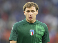 Nicolo Barella central midfield of Italy and Inter Milan during the warm-up before the UEFA EURO 2024 group stage match between Spain and It...