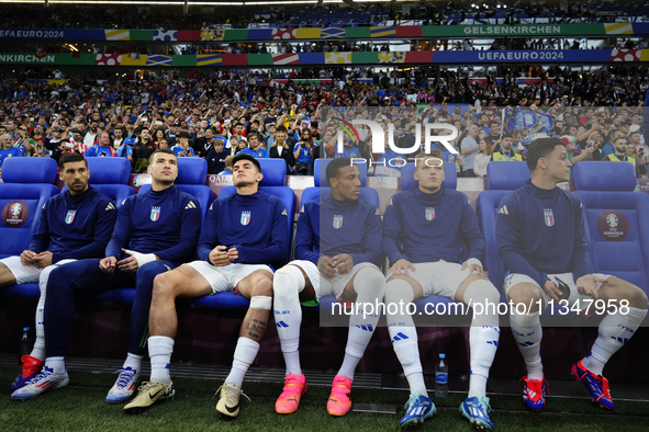 Italy bench prior the UEFA EURO 2024 group stage match between Spain and Italy at Arena AufSchalke on June 20, 2024 in Gelsenkirchen, German...