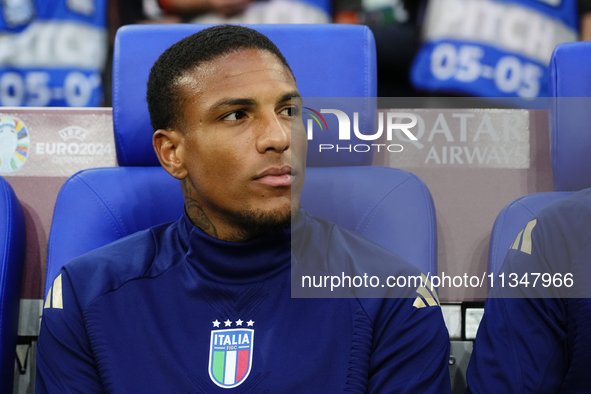 Michael Folorunsho central midfield of Italy and Hellas Verona sitting on the bench during the UEFA EURO 2024 group stage match between Spai...