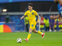 Mykola Shaparenko of Ukraine is controlling the ball  during the UEFA EURO 2024 group stage match between Slovakia and Ukraine at Düsseldorf...