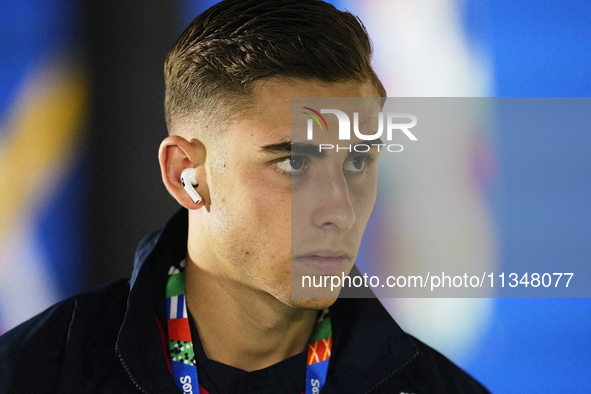 Fermin Lopez central midfield of Spain and FC Barcelona prior the UEFA EURO 2024 group stage match between Spain and Italy at Arena AufSchal...