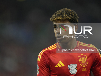 Lamine Yamal right winger of Spain and FC Barcelona during the UEFA EURO 2024 group stage match between Spain and Italy at Arena AufSchalke...