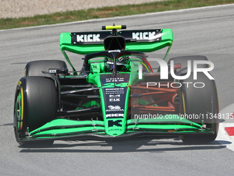 Guanyu Zhou is driving a Kick Sauber C44 for Stake F1 Team Kick Sauber during practice 1 of the Formula 1 Aramco Spanish Grand Prix, held at...