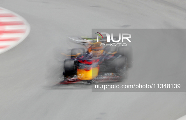 Sergio Perez, from Oracle Red Bull Racing team, is driving a Red Bull during practice 1 of the Formula 1 Aramco Spanish Grand Prix, held at...