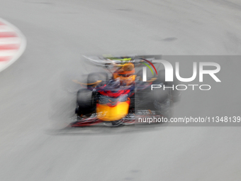 Sergio Perez, from Oracle Red Bull Racing team, is driving a Red Bull during practice 1 of the Formula 1 Aramco Spanish Grand Prix, held at...