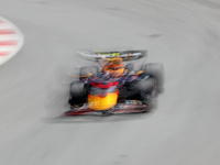 Sergio Perez, from Oracle Red Bull Racing team, is driving a Red Bull during practice 1 of the Formula 1 Aramco Spanish Grand Prix, held at...