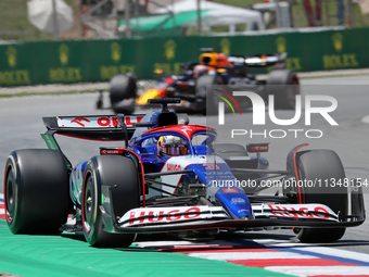 Daniel Ricciardo is driving a RB VCARB 01 for the Visa Cash App RB Formula One Team during practice 1 of the Formula 1 Aramco Spanish Grand...