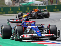 Daniel Ricciardo is driving a RB VCARB 01 for the Visa Cash App RB Formula One Team during practice 1 of the Formula 1 Aramco Spanish Grand...