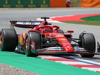 Charles Leclerc is driving a Ferrari SF24 for Scuderia Ferrari HP during practice 1 of the Formula 1 Aramco Spanish Grand Prix, held at the...