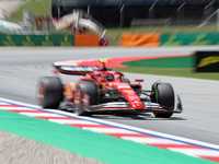 Carlos Sainz, from Scuderia Ferrari HP, is driving a Ferrari SF24 during practice 1 of the Formula 1 Aramco Spanish Grand Prix, held at the...