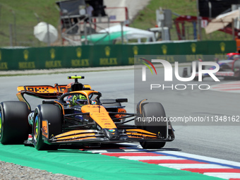 Lando Norris, from the McLaren Formula 1 Team, is driving a McLaren MCL38 during practice 1 of the Formula 1 Aramco Spanish Grand Prix, held...