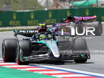 Lewis Hamilton, from Mercedes-AMG PETRONAS Formula One Team, is driving a Mercedes W15 during practice 1 of the Formula 1 Aramco Spanish Gra...