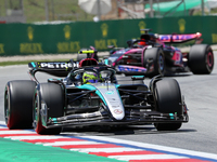 Lewis Hamilton, from Mercedes-AMG PETRONAS Formula One Team, is driving a Mercedes W15 during practice 1 of the Formula 1 Aramco Spanish Gra...