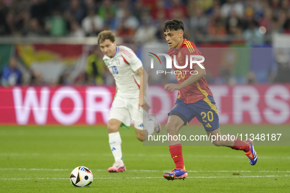 Pedri central midfield of Spain and FC Barcelona during the UEFA EURO 2024 group stage match between Spain and Italy at Arena AufSchalke on...