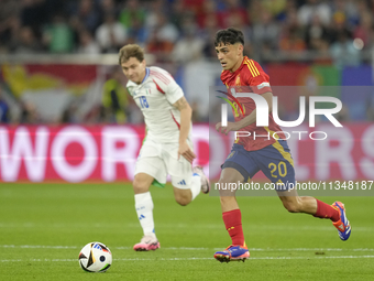 Pedri central midfield of Spain and FC Barcelona during the UEFA EURO 2024 group stage match between Spain and Italy at Arena AufSchalke on...