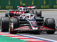 Kevin Magnussen is driving a Haas VF-24 during practice 1 of the Formula 1 Aramco Spanish Grand Prix, held at the Barcelona Catalunya circui...