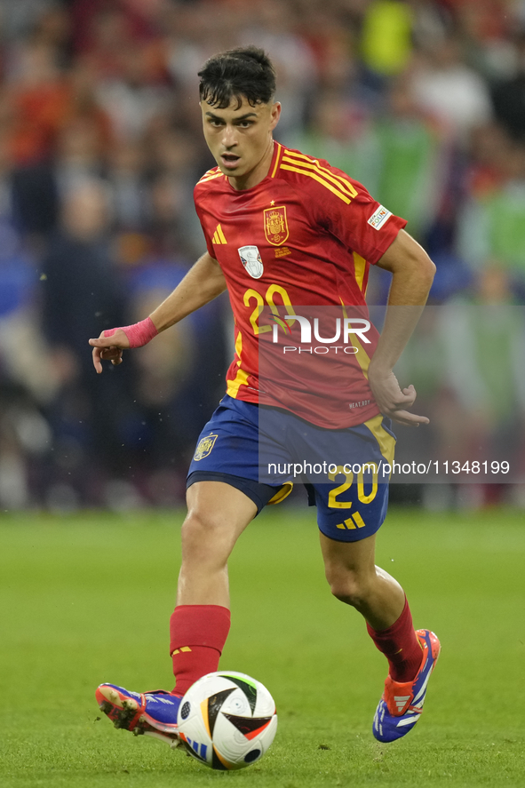 Pedri central midfield of Spain and FC Barcelona during the UEFA EURO 2024 group stage match between Spain and Italy at Arena AufSchalke on...