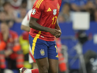 Nico Williams left winger of Spain and Athletic Club Bilbao lament a failed occasion during the UEFA EURO 2024 group stage match between Spa...