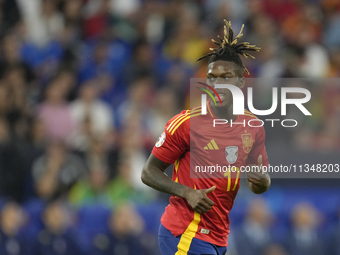 Nico Williams left winger of Spain and Athletic Club Bilbao during the UEFA EURO 2024 group stage match between Spain and Italy at Arena Auf...