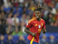 Nico Williams left winger of Spain and Athletic Club Bilbao during the UEFA EURO 2024 group stage match between Spain and Italy at Arena Auf...