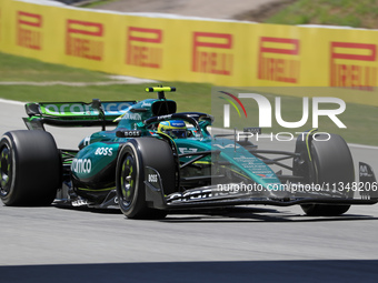 Fernando Alonso, from Aston Martin Aramco Formula One Team, is driving an Aston Martin AMR24 during practice 1 of the Formula 1 Aramco Spani...