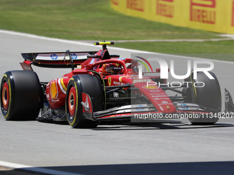 Carlos Sainz is driving a Ferrari SF24 during practice 1 of the Formula 1 Aramco Spanish Grand Prix, held at the Barcelona Catalunya circuit...