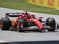 Carlos Sainz is driving a Ferrari SF24 during practice 1 of the Formula 1 Aramco Spanish Grand Prix, held at the Barcelona Catalunya circuit...