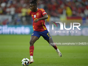 Nico Williams left winger of Spain and Athletic Club Bilbao during the UEFA EURO 2024 group stage match between Spain and Italy at Arena Auf...