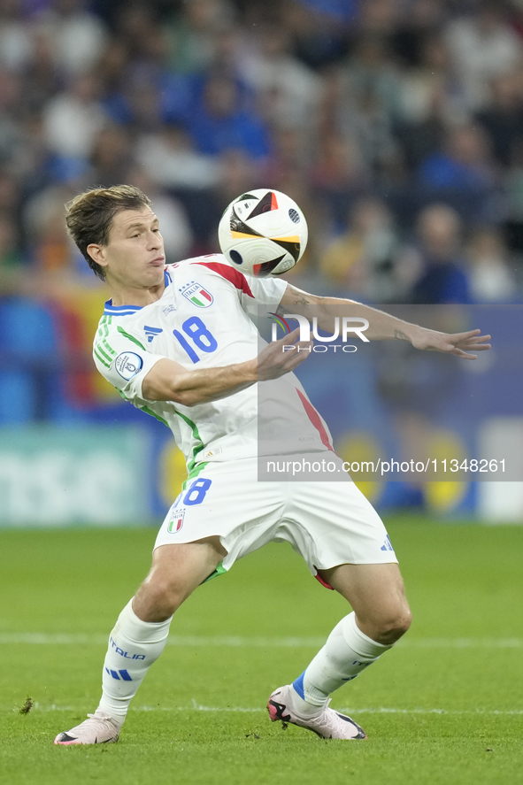 Nicolo Barella central midfield of Italy and Inter Milan during the UEFA EURO 2024 group stage match between Spain and Italy at Arena AufSch...