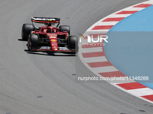 Carlos Sainz is participating in free practice of the Catalunya Grand Prix F1 at Circuit of Catalunya in Barcelona, Spain, on June 21, 2024....