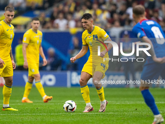 Georgiy Sudakov of Ukraine is controlling the ball  during the UEFA EURO 2024 group stage match between Slovakia and Ukraine at Dusseldorf A...