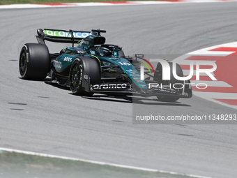 Lance Stroll is participating in free practice of the Catalunya Grand Prix F1 at the Circuit of Catalunya in Barcelona, Spain, on June 21, 2...