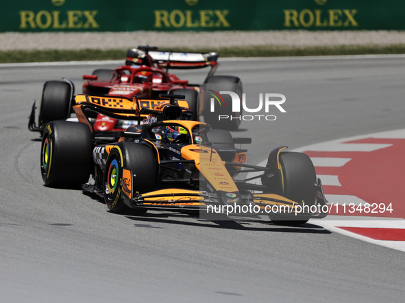 Oscar Piastri is participating in free practice of the Catalunya Grand Prix F1 at Circuit of Catalunya in Barcelona, Spain, on June 21, 2024...