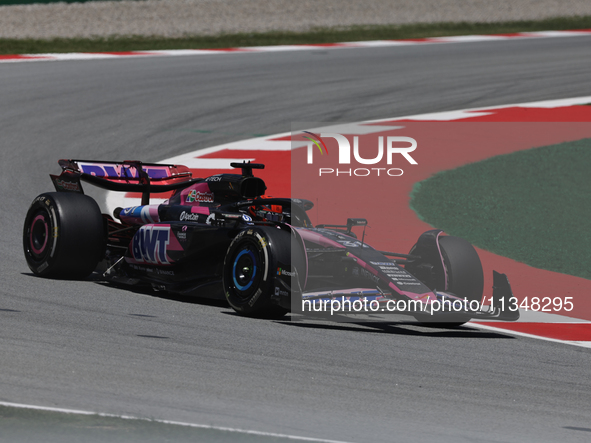 Esteban Ocon is participating in free practice for the Catalunya Grand Prix F1 at the Circuit of Catalunya in Barcelona, Spain, on June 21,...