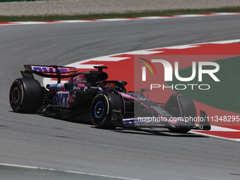 Esteban Ocon is participating in free practice for the Catalunya Grand Prix F1 at the Circuit of Catalunya in Barcelona, Spain, on June 21,...