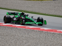 Guanyu Zhou is participating in free practice for the Catalunya Grand Prix F1 at the Circuit of Catalunya in Barcelona, Spain, on June 21, 2...