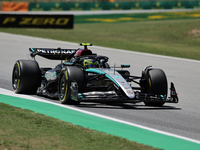 Lewis Hamilton is participating in free practice for the Catalunya Grand Prix F1 at Circuit of Catalunya in Barcelona, Spain, on June 21, 20...