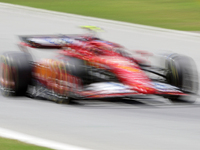 Carlos Sainz is driving a Ferrari SF24 during practice 1 of the Formula 1 Aramco Spanish Grand Prix, held at the Barcelona Catalunya circuit...