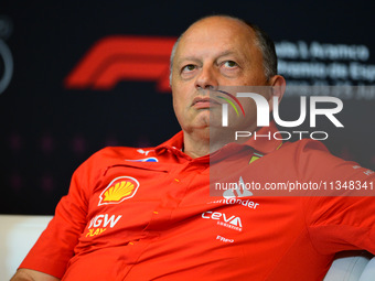 Frederic Vasseur of Scuderia Ferrari is speaking during the official team principal press conference of the Spanish GP, the 10th round of th...